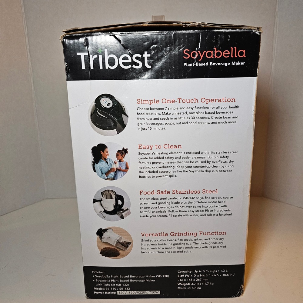 Tribest Soyabella SB-130 Plant-Based Nut Soy Milk Maker Stainless Steel Tested - Picture 12 of 12